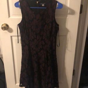 Purple and Black Knee Length Dress